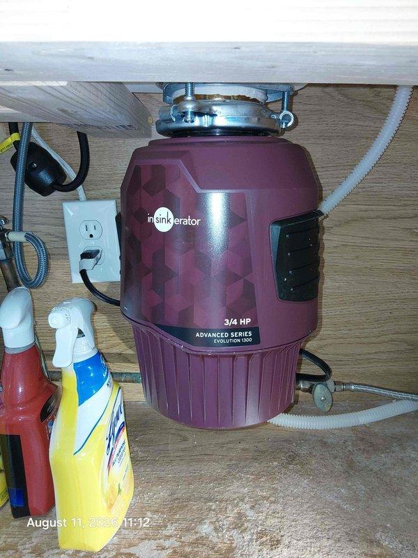 Atlanta, GA - Removed and replaced customer-supplied garbage disposal unit after original unit failed due to electrical malfunction that caused smoking. Installed new InSinkerator Evolution 1200 3/4 HP Advanced Series disposal unit, verified all plumbing connections and electrical connections were secure, and tested unit for proper operation. Atlanta, GA - Removed and replaced customer-supplied garbage disposal unit after original unit failed due to electrical malfunction that caused smoking. Installed new InSinkerator Evolution 1200 3/4 HP Advanced Series disposal unit, verified all plumbing connections and electrical connections were secure, and tested unit for proper operation.