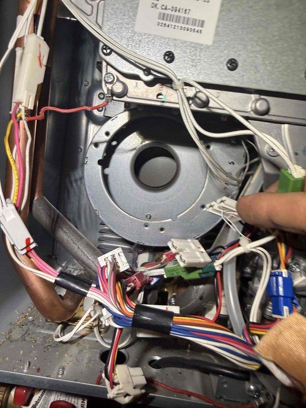 Responded to no hot water complaint on Rinnai tankless water heater displaying error code 11. Upon inspection, identified significant debris accumulation in the blower assembly that was restricting proper airflow and preventing unit operation. Disassembled unit, removed and cleaned the squirrel cage blower wheel which had substantial dust and dirt buildup between blades, serviced all electrical connections and wiring harnesses, and reassembled system. Unit tested successfully with error code cleared and hot water restored to normal operation. Responded to no hot water complaint on Rinnai tankless water heater displaying error code 11. Upon inspection, identified significant debris accumulation in the blower assembly that was restricting proper airflow and preventing unit operation. Disassembled unit, removed and cleaned the squirrel cage blower wheel which had substantial dust and dirt buildup between blades, serviced all electrical connections and wiring harnesses, and reassembled system. Unit tested successfully with error code cleared and hot water restored to normal operation.