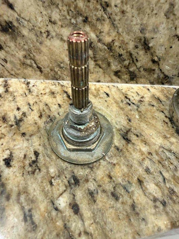 Responded to service call for multiple bathroom plumbing issues including a leaking sink, clogged drain, and general piping inquiry. Diagnosed and removed failed faucet cartridge assembly showing significant wear and corrosion on threaded components and base plate. Replaced defective cartridge with new unit, resolving the leak issue, and cleared the clogged drain using appropriate drain cleaning methods. Responded to service call for multiple bathroom plumbing issues including a leaking sink, clogged drain, and general piping inquiry. Diagnosed and removed failed faucet cartridge assembly showing significant wear and corrosion on threaded components and base plate. Replaced defective cartridge with new unit, resolving the leak issue, and cleared the clogged drain using appropriate drain cleaning methods.