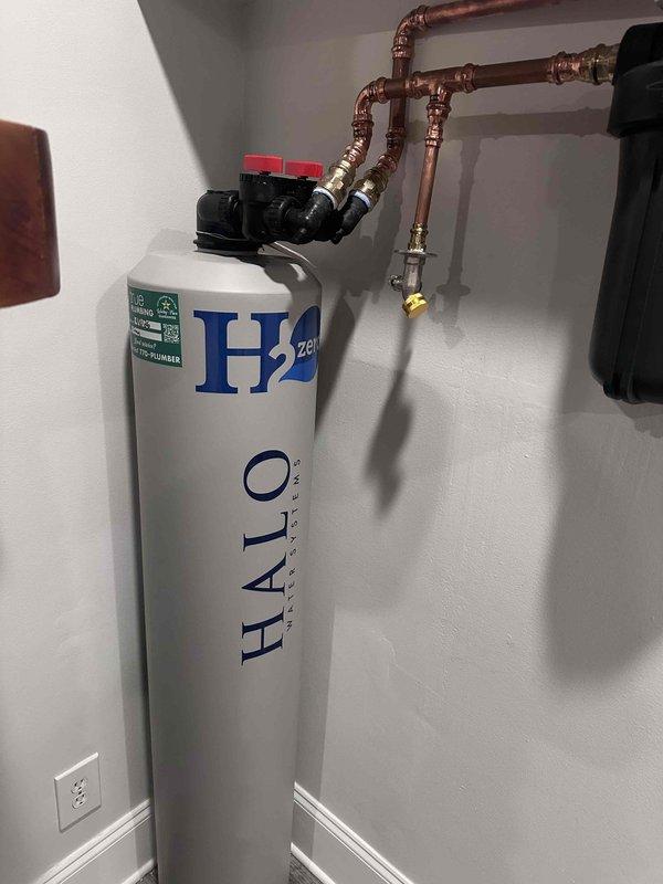 Performed follow-up service on whole-house water filtration system to purge air from supply lines. Inspected HALO water treatment system installation, verified proper operation of shut-off valves, and confirmed all copper piping connections were secure and leak-free. System is now functioning properly with no air pockets in the filtration lines. Performed follow-up service on whole-house water filtration system to purge air from supply lines. Inspected HALO water treatment system installation, verified proper operation of shut-off valves, and confirmed all copper piping connections were secure and leak-free. System is now functioning properly with no air pockets in the filtration lines.