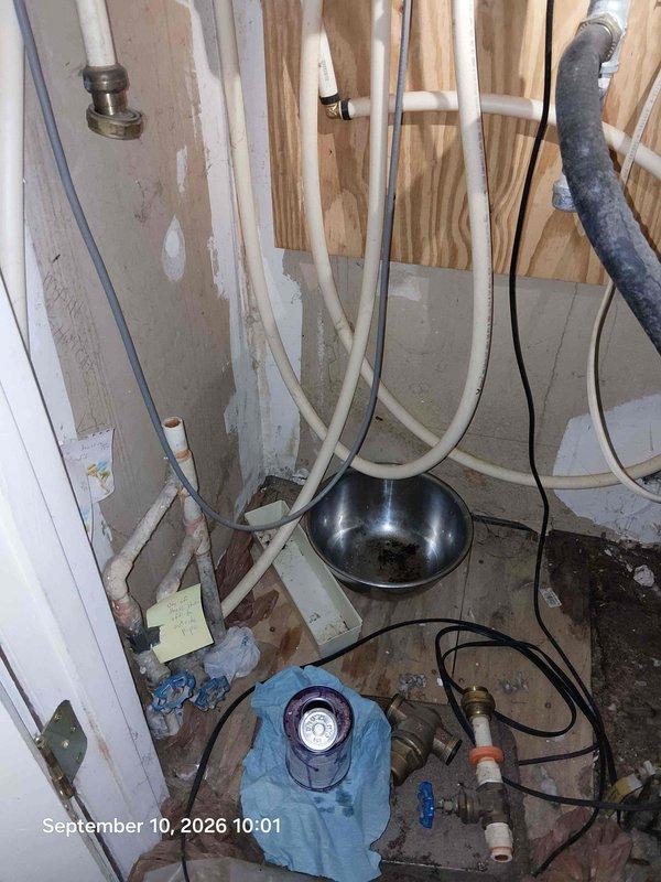 Responded to follow-up service call regarding water hammer noise in plumbing system following previous toilet repair work. Inspected residential plumbing installation and pressure regulation equipment. Documented system pressure readings via installed gauge and verified proper operation of pressure reducing valve. Assessed water supply lines and connections throughout accessible plumbing areas to identify source of pipe vibration and noise complaints. Responded to follow-up service call regarding water hammer noise in plumbing system following previous toilet repair work. Inspected residential plumbing installation and pressure regulation equipment. Documented system pressure readings via installed gauge and verified proper operation of pressure reducing valve. Assessed water supply lines and connections throughout accessible plumbing areas to identify source of pipe vibration and noise complaints.