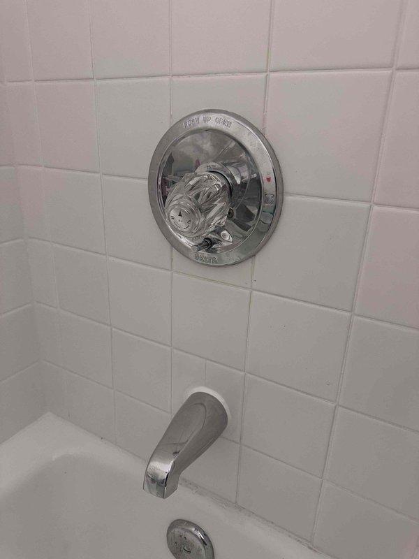 Installed complete chrome shower trim assembly in tiled bathroom, including wall-mounted temperature control valve, tub spout, and overhead showerhead. All fixtures properly secured to wall-mounted plumbing connections and tested for proper operation and water flow. Installed complete chrome shower trim assembly in tiled bathroom, including wall-mounted temperature control valve, tub spout, and overhead showerhead. All fixtures properly secured to wall-mounted plumbing connections and tested for proper operation and water flow.