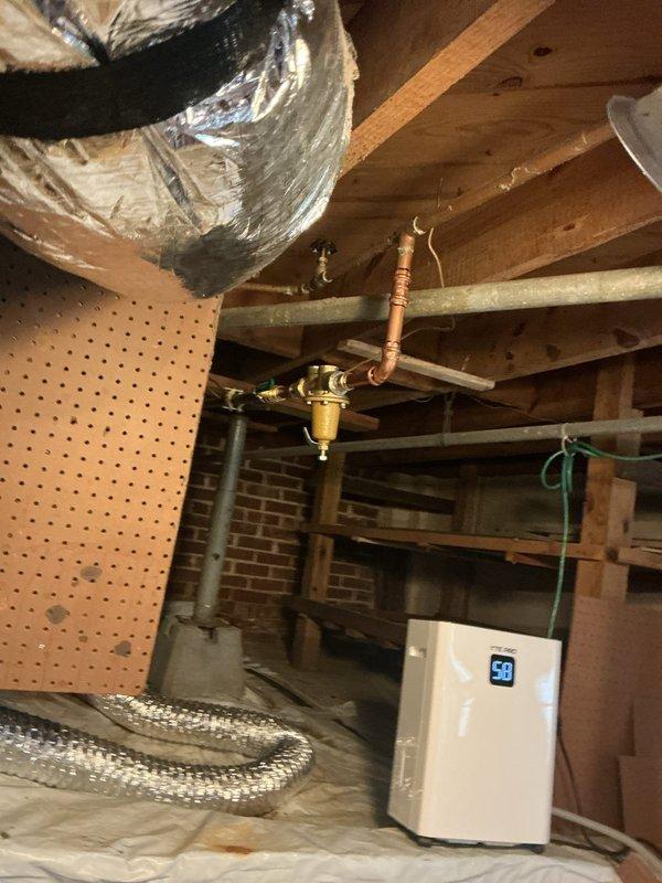 Installed Flo by Moen smart water monitoring and shut-off system in basement mechanical area. System includes main water line integration with copper piping connections, leak detection sensors, and automatic shut-off valve for whole-home water protection. Activated monitoring membership for remote water usage tracking and automatic leak alerts. Installed Flo by Moen smart water monitoring and shut-off system in basement mechanical area. System includes main water line integration with copper piping connections, leak detection sensors, and automatic shut-off valve for whole-home water protection. Activated monitoring membership for remote water usage tracking and automatic leak alerts.