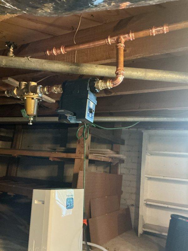 Installed Flo by Moen smart water monitoring and shut-off system in basement mechanical area. System includes main water line integration with copper piping connections, leak detection sensors, and automatic shut-off valve for whole-home water protection. Activated monitoring membership for remote water usage tracking and automatic leak alerts. Installed Flo by Moen smart water monitoring and shut-off system in basement mechanical area. System includes main water line integration with copper piping connections, leak detection sensors, and automatic shut-off valve for whole-home water protection. Activated monitoring membership for remote water usage tracking and automatic leak alerts.