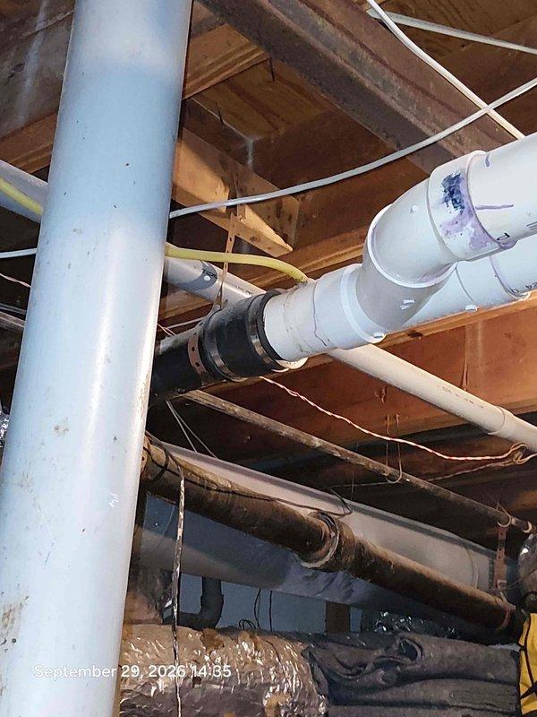 Responded to service call for clogged kitchen sink drain. Upon arrival, accessed plumbing system through crawl space to locate and address blockage. Successfully snaked main drain line using professional drain auger equipment, removing obstruction and restoring proper water flow. Inspected visible PVC drainage piping and connections to verify system integrity and confirm no additional issues present. Tested sink drainage after clearing blockage to ensure complete resolution. Customer confirmed satisfactory operation upon completion. Responded to service call for clogged kitchen sink drain. Upon arrival, accessed plumbing system through crawl space to locate and address blockage. Successfully snaked main drain line using professional drain auger equipment, removing obstruction and restoring proper water flow. Inspected visible PVC drainage piping and connections to verify system integrity and confirm no additional issues present. Tested sink drainage after clearing blockage to ensure complete resolution. Customer confirmed satisfactory operation upon completion.