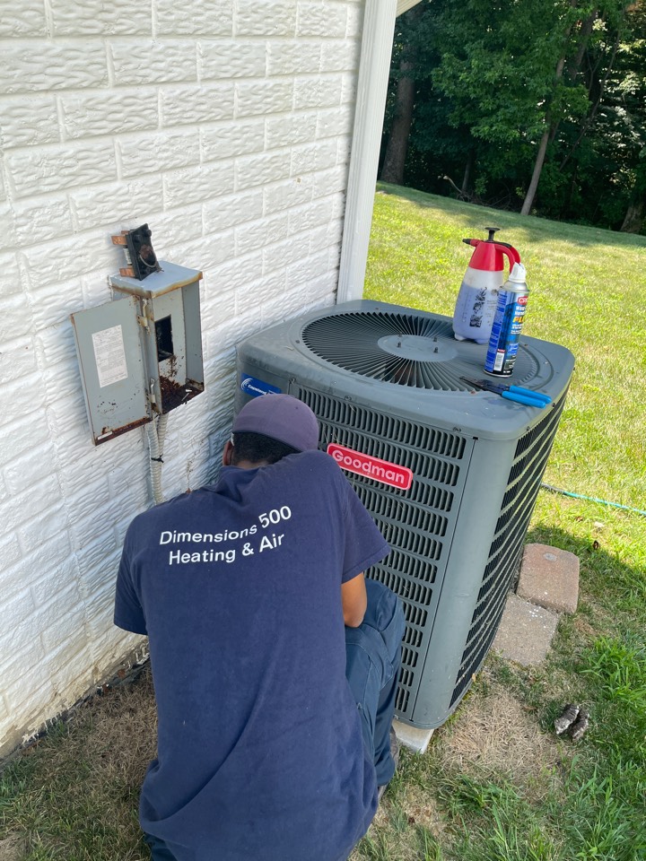 Repaired a broken ac by replacing the capacitor and cleaning the condenser coil 