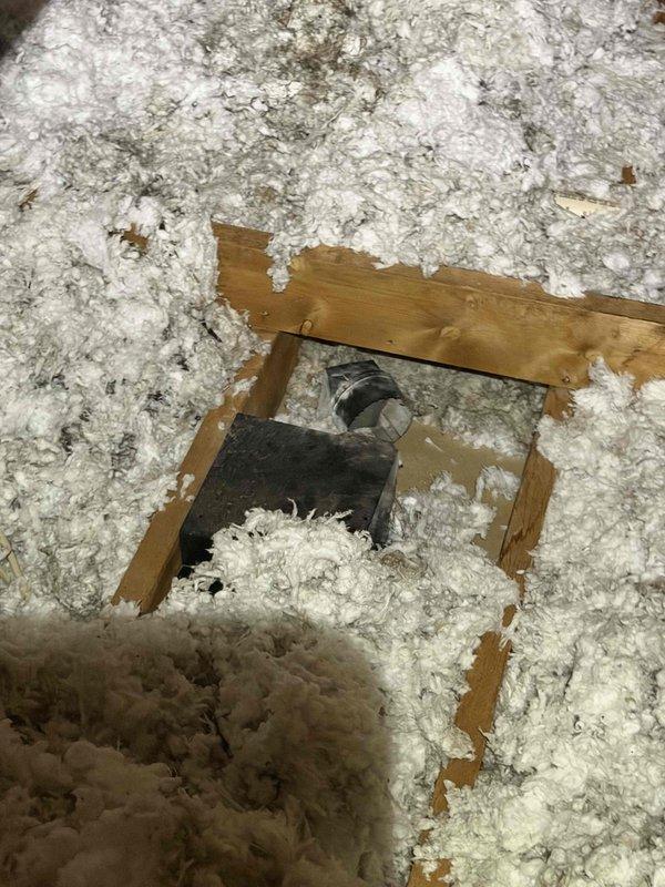 Responded to customer complaint of insufficient heat output from 11-year-old furnace, with home temperature at 62°F. Upon inspection, accessed attic space to examine junction box connections and ductwork, noting disturbed insulation around access point. Repaired electrical connections at junction box and restored proper airflow, resolving the heating performance issue.