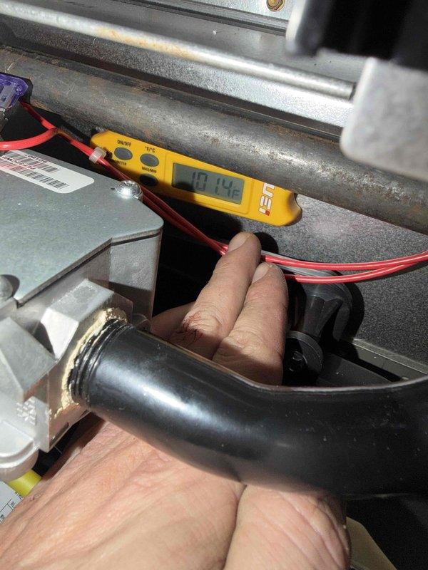 Performed second opinion evaluation on unit after customer reported concerns from previous contractor regarding heat exchanger hot spots and insufficient return vents. Conducted diagnostic testing with temperature probe (99.3°F) and multimeter (10.14) to assess system performance and verify claims. Inspection revealed no evidence of heat exchanger failure or inadequate return ventilation as previously reported.