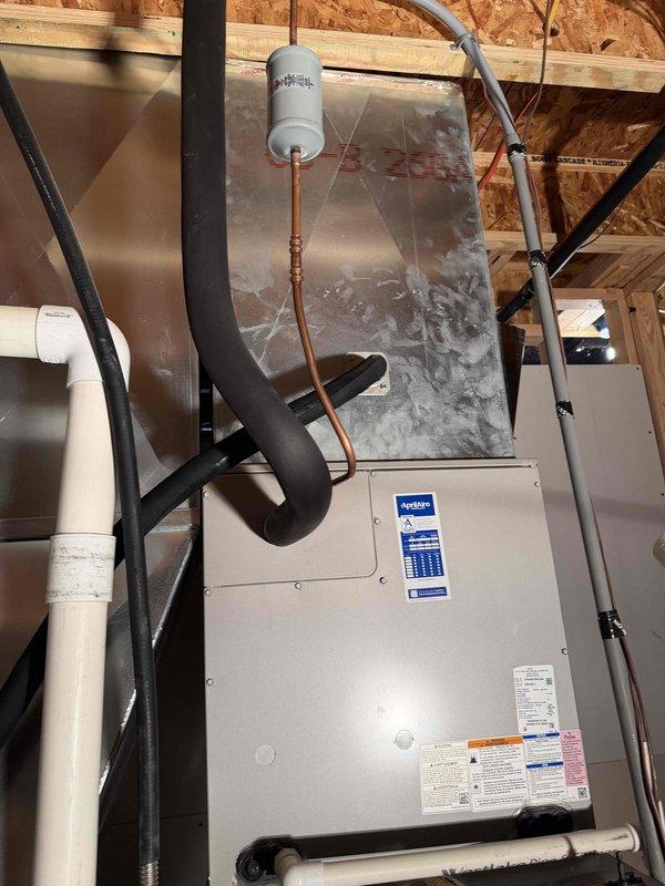 Successfully installed an Aprilaire steam humidifier to address indoor air quality concerns. System was integrated with the existing HVAC equipment, with proper connections to water supply, drainage, and electrical components. Unit was tested and verified operational with appropriate humidity output settings.