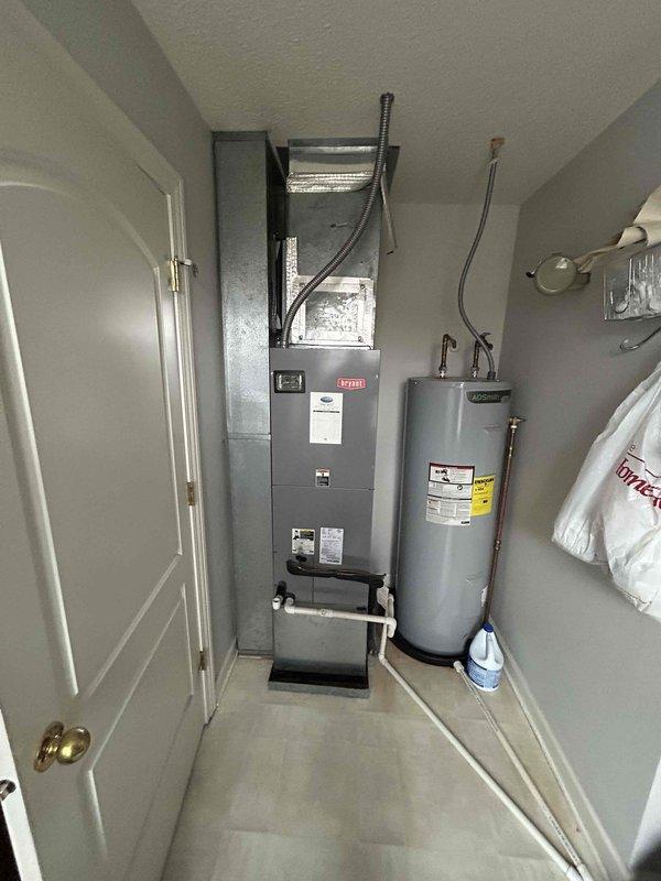 Conducted comprehensive HVAC replacement consultation for a fully electric residential system. Inspected existing air handler unit and associated ductwork in utility closet, documented current thermostat control system, and evaluated electrical connections. Prepared multi-option replacement quote as requested by homeowner, with specific considerations for Duke Energy service compatibility.