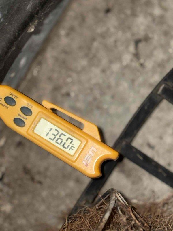 Completed scheduled heating maintenance service on the system. Confirmed heat output temperature reading of 136.0°F using digital thermometer and inspected air filter, which showed normal dust accumulation but remains functional. All components operating within specifications.