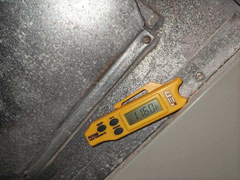 Performed scheduled heating maintenance service on system. Conducted temperature measurements (116.0°F recorded) using UEI diagnostic tool and inspected control board connections. Verified proper wiring integrity and connections to ensure optimal heating operation.