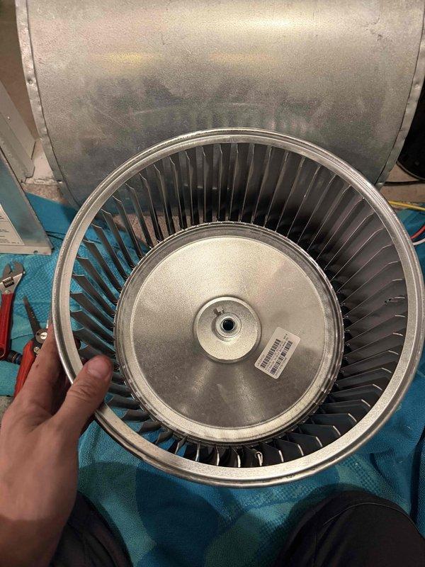 Diagnosed furnace rattling and shaking issue reported by customer. Upon inspection, discovered damaged blower wheel requiring replacement. Also performed electrical inspection of control board and wiring connections to ensure proper operation following the recent June service where blower motor, capacitor, and motor had been replaced.