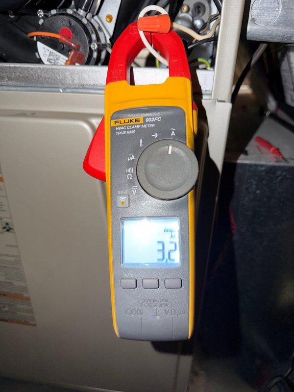 Performed annual heating maintenance on multiple HVAC systems including basement unit, upstairs unit, master suite system, and boiler. Investigated radiant heating issue in master bedroom where temperature would not exceed 63°F despite thermostat setting of 80°F. Conducted electrical testing using Fluke 902FC clamp meter and inspected plumbing infrastructure supporting the radiant heating system.