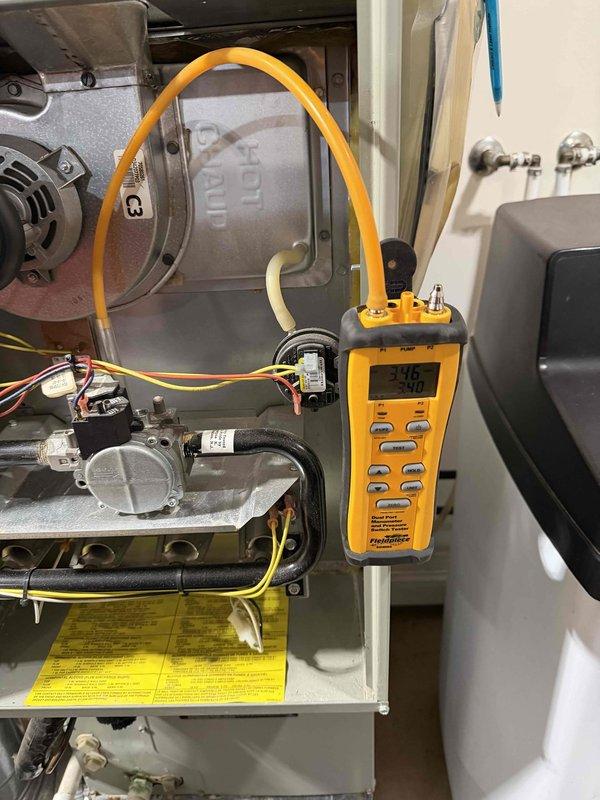 Conducted routine heating maintenance service on system. Performed diagnostic testing with Fieldpiece meter showing reading of 346. Provided customer education on proper thermostat operation as requested.