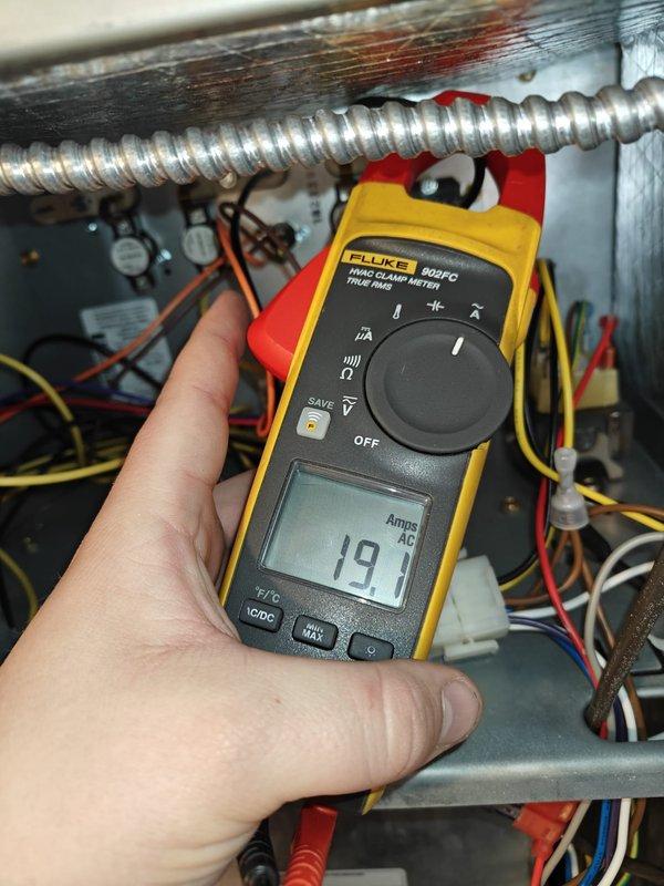 Performed comprehensive maintenance on 2023 heating system for new customer. Conducted temperature readings (87.9°F) and electrical diagnostics showing 19.1 Amps AC draw on equipment. Customer enrolled in maintenance plan after expressing dissatisfaction with previous service provider.