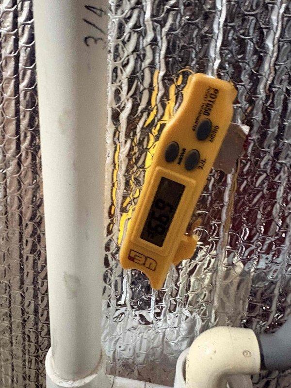 Responded to no heat call and installed new furnace system. Inspected and tested temperature readings through digital measurement device. Connected control valve and wiring components to ensure proper system functionality.