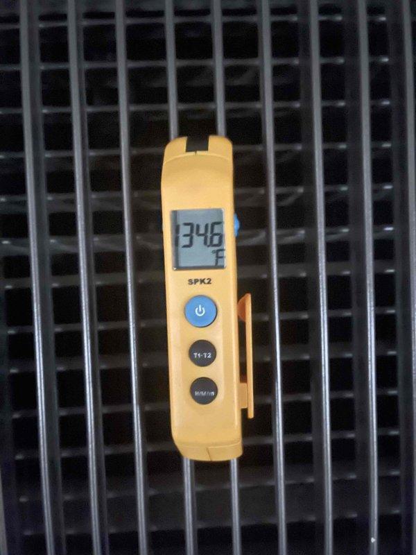 Diagnosed sanctuary heating issue where temperature was limited to 58°F. Verified boilers were operational with proper hot water flow to blower coils, but identified cold return from coils indicating possible air lock in the system. Temperature readings confirmed discrepancy between supply (120-130°F) and return (346°F) temperatures, suggesting circulation problems.