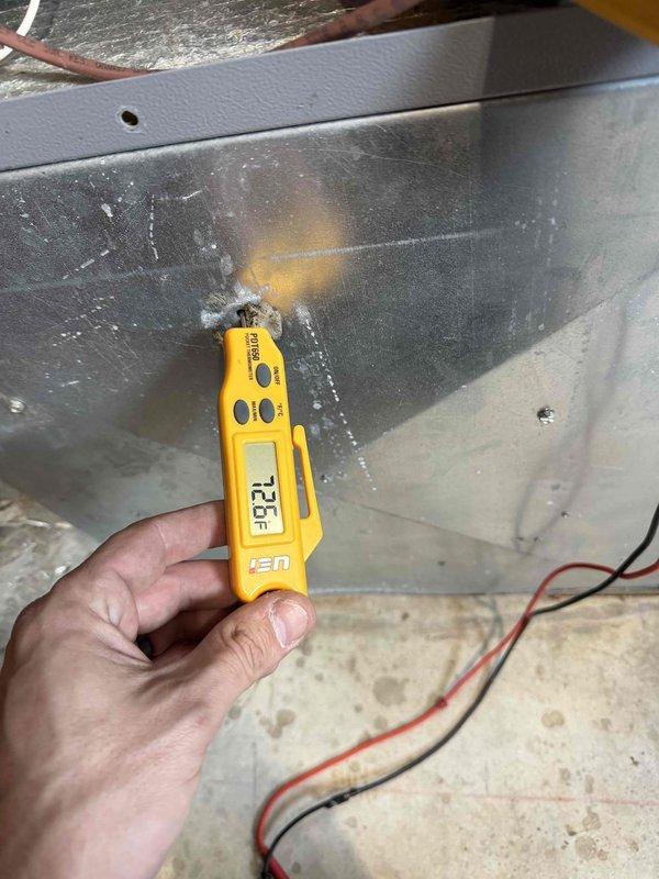 Conducted comprehensive system walkthrough for new homeowner concerned about constant geothermal system operation and high utility bills. Performed temperature measurements and control panel diagnostics, recording supply temperature at 72.6°F and control setting at 0.5. Provided detailed explanation of geothermal system operation, efficiency factors, and proper maintenance procedures to improve system performance.