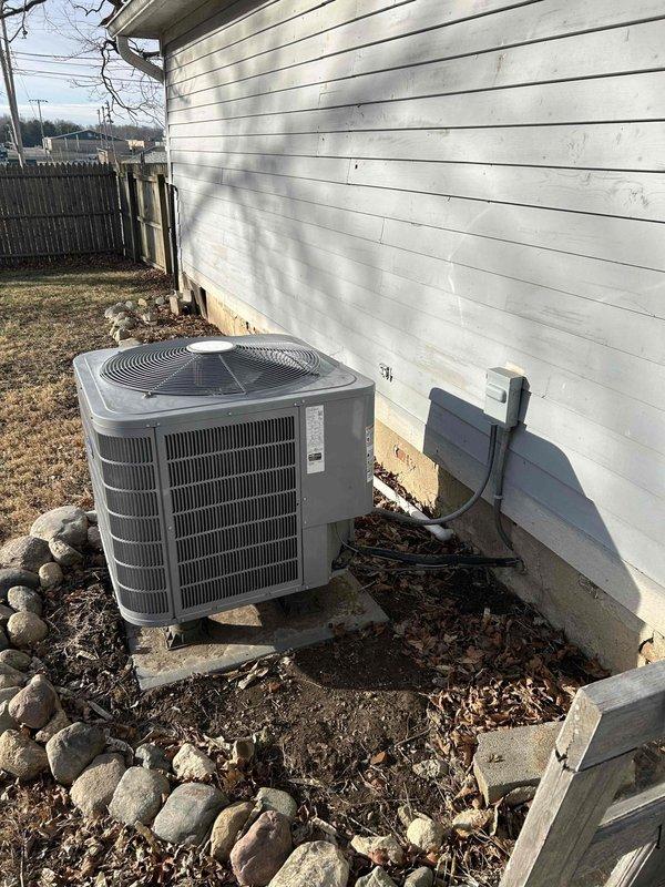 Performed diagnostic assessment on non-functioning furnace that customer reported was making a humming noise before failing completely. Inspected existing HVAC system including the outdoor condensing unit and basement furnace installation. Recommended complete system replacement based on evaluation findings and prepared estimate for new equipment.