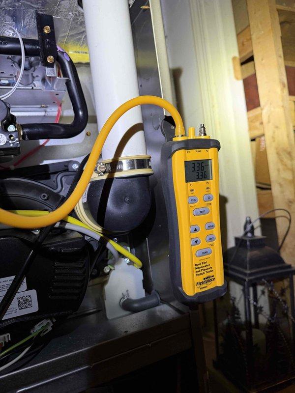 Conducted comprehensive heating maintenance on dual systems. Performed pressure testing with readings of 336 PSI on primary unit and temperature verification (100°F) on secondary system. Both systems inspected, tested, and confirmed operating within manufacturer specifications.