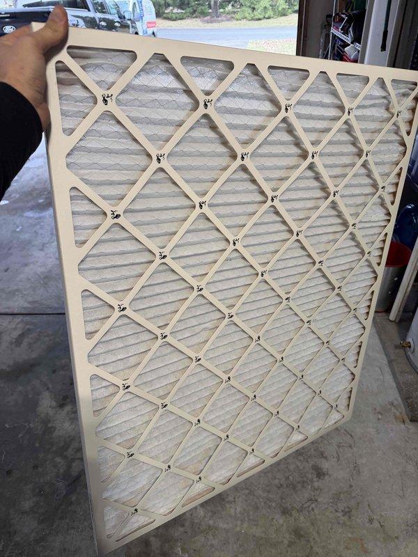 Performed scheduled heating maintenance service on geothermal HVAC system. Inspected and replaced air filter (30"x36"x1") with new unit, ensuring proper airflow for optimal system performance. System left operating efficiently with all components in good working condition.