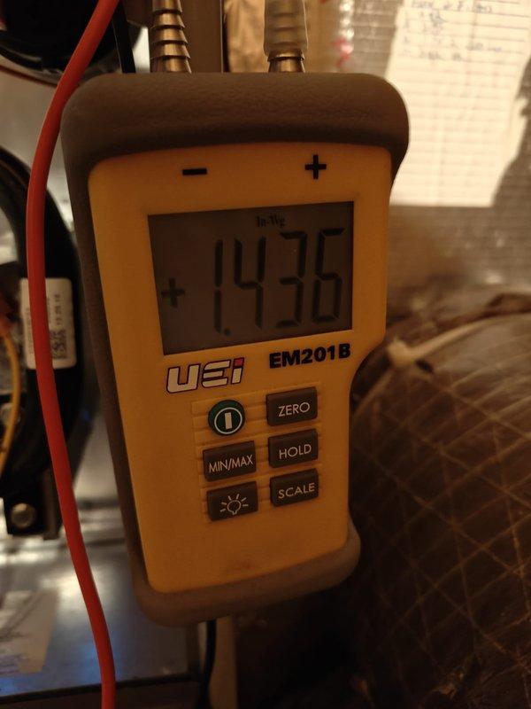 Performed annual heating maintenance on furnace system equipped with Aprilaire #310 filter. Conducted electrical testing with UEi EM201B digital meter, confirming proper voltage readings of 14.36V and 24V across system components. Equipment is now operating within manufacturer specifications for the 2025 maintenance cycle.
