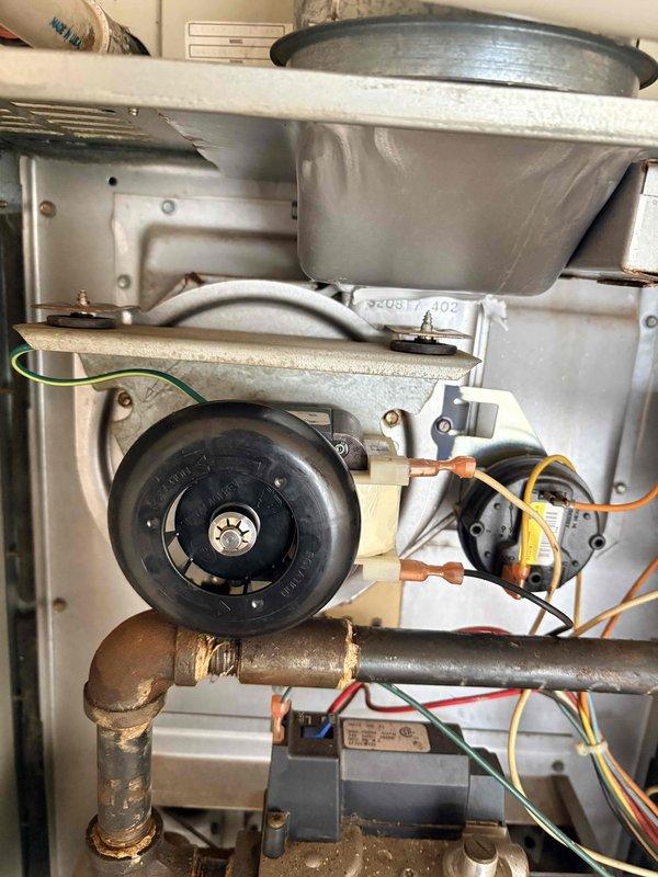 Completed quoted repairs on Bryant HVAC system. Diagnostic testing revealed elevated temperature readings of 82.5°F at the insulated ductwork. Inspected and serviced the blower motor assembly, associated copper piping, and electrical connections to restore proper system operation.