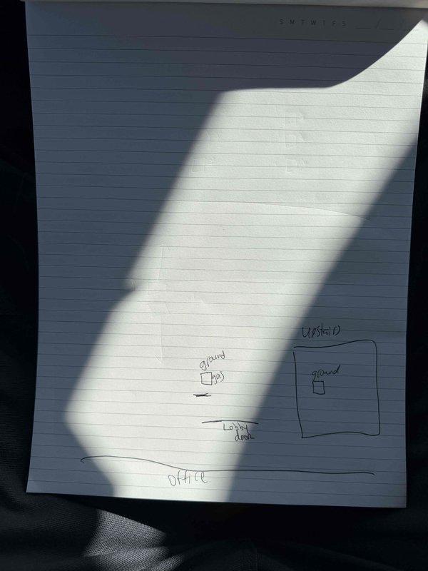 Completed pressure differential testing on non-operational geothermal unit to diagnose system performance issues. Conducted comprehensive facility equipment audit documenting all HVAC systems, belt sizes, filter specifications, and water heater details for maintenance plan development. Created hand-drawn facility diagrams mapping equipment locations across ground floor, upstairs, lower level, and office areas to provide visual reference for future service needs.