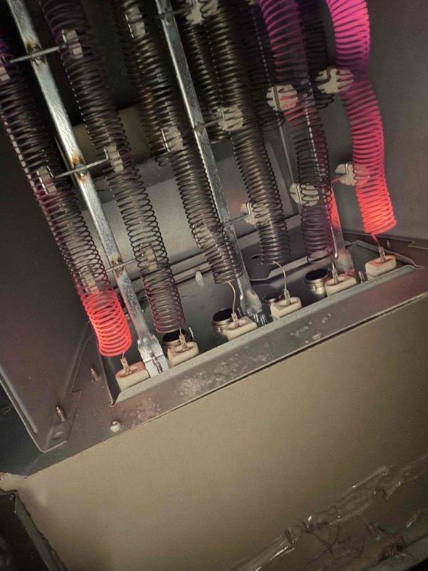 Replaced faulty control board in HVAC system heating unit. Disconnected and removed existing control board, installed new replacement board, and reconnected all color-coded wiring harnesses to proper terminals per manufacturer specifications. Verified heating elements energized correctly and system operational upon completion.