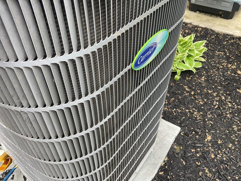 Completed scheduled cooling maintenance on Carrier outdoor condensing unit. Performed diagnostic testing using digital multimeter to verify electrical readings and system performance. Inspected condenser coils, refrigerant lines, and electrical connections; all components found in proper working condition with no issues identified.