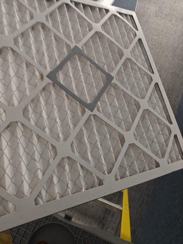 Completed scheduled maintenance agreement filter replacement on commercial HVAC system. Removed and replaced four 16x20x2 filters and one 20x20x1 filter that showed moderate dust and debris accumulation. All filters were properly installed and system airflow verified upon completion.