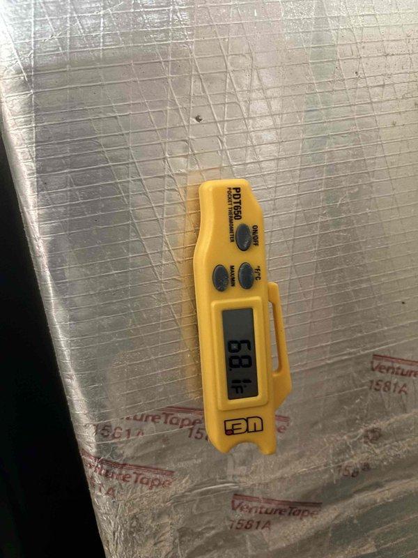 Completed comprehensive cooling maintenance on two HVAC systems. Performed standard preventive maintenance procedures including inspection of outdoor condensing units, verification of electrical parameters with multimeter readings showing 394 volts, and temperature measurements confirming supply air at 83°F. All components inspected, cleaned, and verified operational; both systems tested and left in proper working condition.