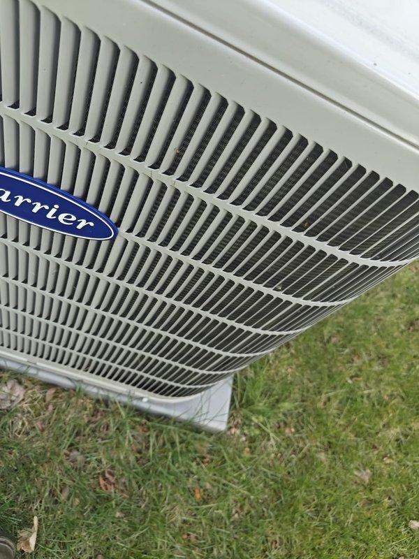 Performed comprehensive preventative maintenance tune-up on Carrier heat pump system. Inspected outdoor condenser unit, verifying proper operation of compressor, fan motor, and refrigerant levels. Checked indoor air handler components including blower motor and evaporator coil, confirmed air filter condition and system airflow. All components operating within manufacturer specifications; system tested and left in proper working order.