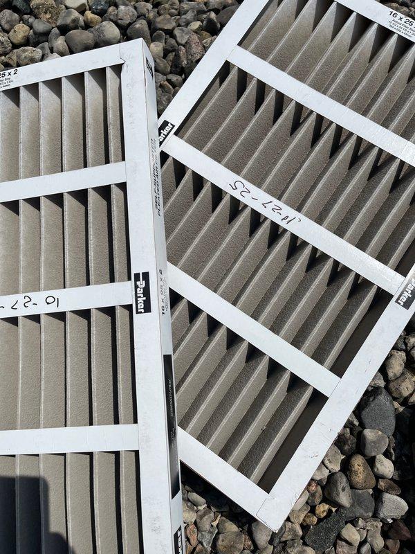 Performed commercial air conditioning tune-up on outdoor HVAC unit, recording supply air temperature at 55.0°F and replacing three air filters to ensure proper airflow and system efficiency. All routine maintenance tasks completed with unit operating within normal parameters.