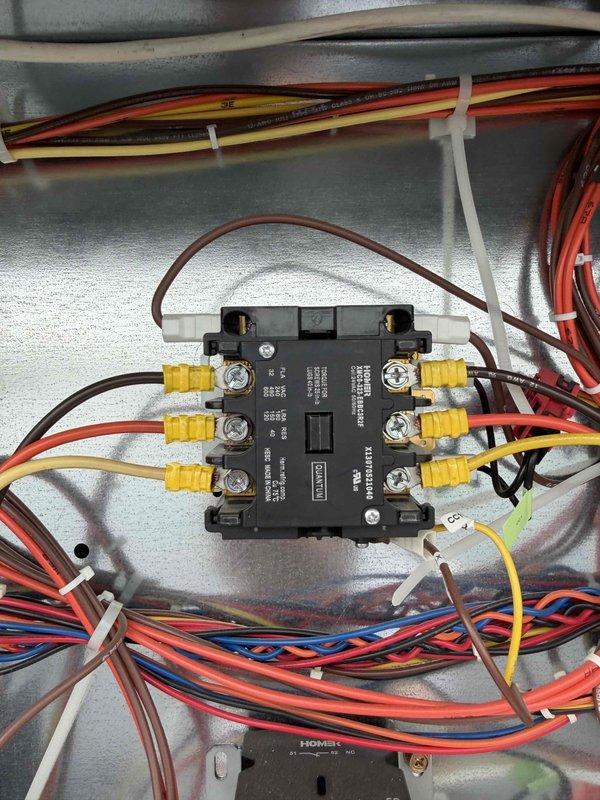 Performed comprehensive inspection of all HVAC units at commercial complex per customer request. Assessed electrical contactors, relays, and terminal connections for proper operation and secure wire terminations. All units found to be operating within normal parameters with properly secured wiring harnesses and functional control components; no repairs required at this time.