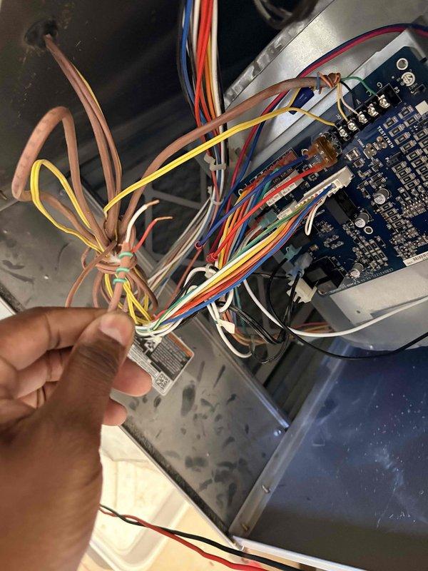 Responded to no cooling complaint on return visit. Performed diagnostic testing of air handler system, verified supply air temperature at register reading 32.3°F indicating proper cooling operation. Inspected and tested control board wiring connections and harness terminations to ensure proper system communication. System operating within normal parameters at time of service.
