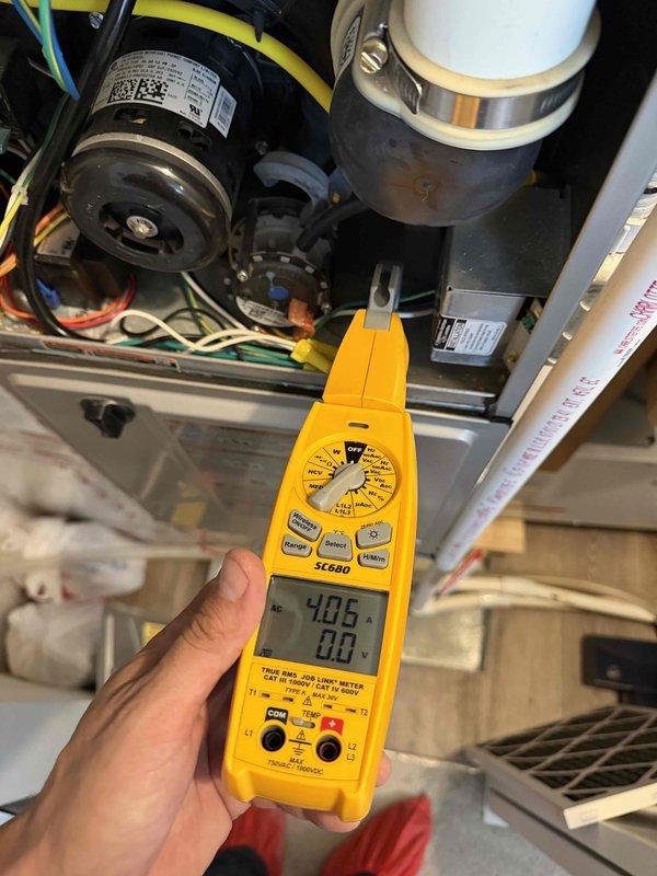 Completed comprehensive HVAC system tune-up and maintenance service, which served as the initial visit under a renewed maintenance plan. Replaced 14x25x1 pleated air filter that was left out by homeowner. Performed thorough cleaning of outdoor condensing unit by hosing out debris and contaminants as specifically requested. Conducted electrical diagnostics on indoor air handler blower motor assembly, recording amperage readings of 40.6 amps to verify proper motor operation and system performance. All system components inspected and operating within normal parameters.