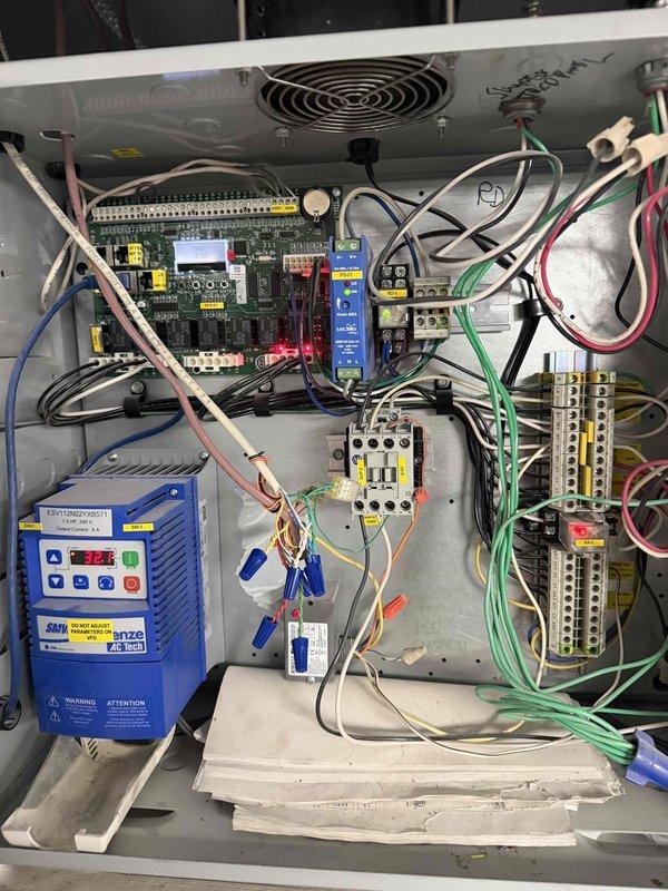 Completed quoted repairs on commercial HVAC unit experiencing no cooling condition. Addressed electrical control system components including wiring connections, control board, and variable frequency drive within the main electrical enclosure. System tested and verified operational upon completion of repairs.