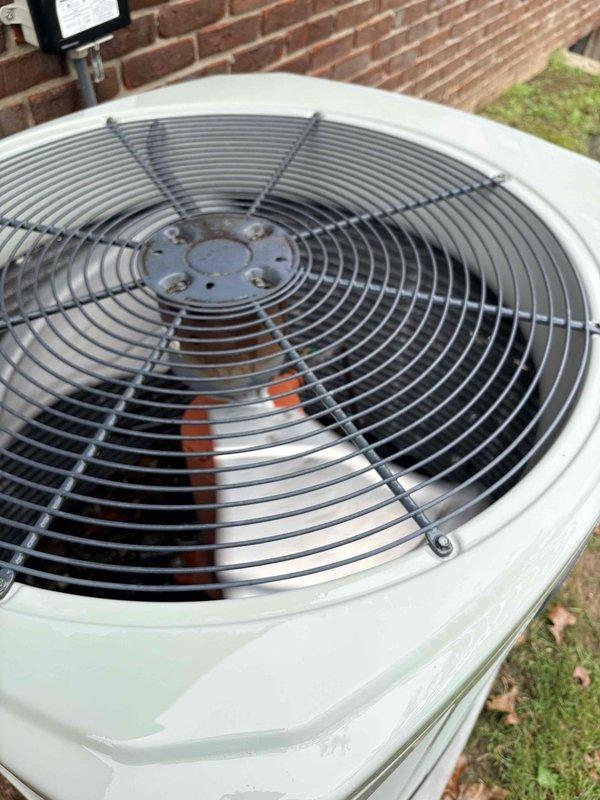 Completed 2026 cooling maintenance first service on residential air conditioning system. Performed comprehensive inspection of outdoor condenser unit, verified fan motor operation and protective guard integrity, checked refrigerant levels and electrical connections. Replaced 20x25x4 air filters, cleaned condenser coils, and confirmed proper airflow through the system. Unit tested and operating within manufacturer specifications with no deficiencies noted.