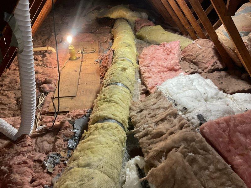 Conducted comprehensive assessment of existing HVAC system for complete heat pump and air handler replacement estimate. Evaluated current equipment configuration in residential utility closet, documenting existing air handler unit and ductwork installation. Inspected attic space to assess ductwork conditions, insulation coverage, and accessibility for replacement installation. Provided estimate for complete system replacement including heat pump, air handler, and Halo air purification system, with additional recommendation for mold remediation services to be performed by qualified subcontractor prior to equipment installation.