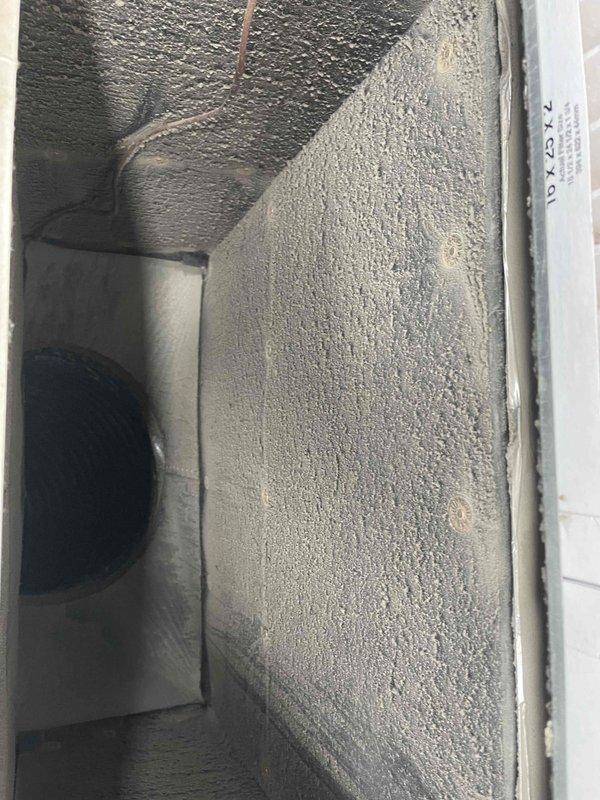 Completed commercial AC tune-up maintenance on rooftop unit. Inspected ductwork system and verified insulation integrity throughout supply and return plenums. Replaced two standard pleated air filters to maintain proper airflow and system efficiency.