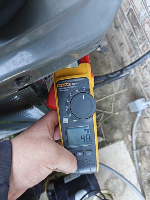 Completed routine cooling maintenance on residential HVAC system. Performed electrical diagnostics using Fluke 902FC clamp meter, recording amperage draw of 48 amps at the unit. Inspected ductwork, insulation, and mechanical components to verify proper system operation and energy efficiency.