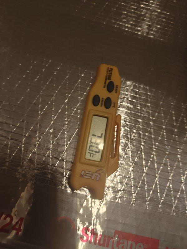 Completed air conditioning tune-up on Trane system, performing standard preventive maintenance procedures including inspection of all major components, electrical connections, and refrigerant levels. Measured supply air temperature at 73.1°F using digital thermometer at the evaporator coil area. Enrolled system in maintenance plan and provided replacement air filter as requested.