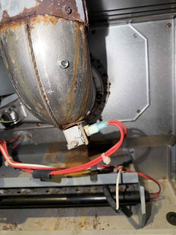 Responded to commercial furnace service call and successfully installed new limit switch on HVAC unit. Accessed interior components, removed failed limit switch exhibiting significant corrosion, and installed replacement unit with proper electrical connections. Tested system operation to verify proper limit switch function and safe equipment operation.