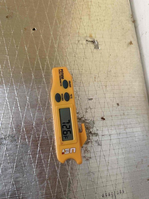 Completed preventative maintenance inspection on cooling system. Verified supply air temperature at 120°F and tested capacitor functionality, measuring 25 microfarads to ensure proper compressor operation. All components operating within normal parameters.