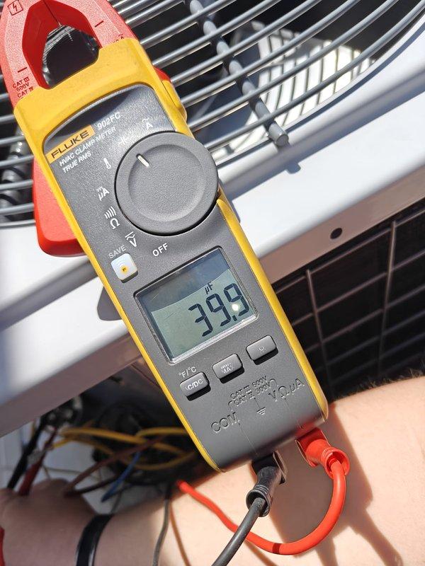 Completed 2026 cooling maintenance on two HVAC systems. Performed comprehensive inspection of both units including visual examination of control boards, wiring connections, and electrical components. Verified proper operation of circuit boards and terminal connections within control panels. Utilized Fluke clamp meter to measure and record amperage draw, confirming system operating at 3.99 amps DC within manufacturer specifications. Inspected condenser coils and heat exchanger components for cleanliness and proper airflow. Verified all wire connections secure with no signs of overheating or deterioration. Tested system controls and safety devices for proper operation. Both systems operating efficiently with all parameters within normal range.