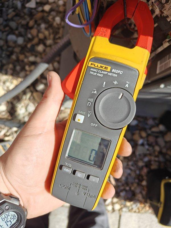 Completed monthly cooling maintenance on residential HVAC system. Inspected blower motor assembly, verified electrical connections, and checked ductwork integrity in attic installation. Performed electrical diagnostics using clamp meter to measure amperage draw and confirm proper motor operation within manufacturer specifications.