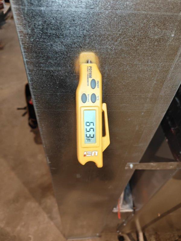 Completed scheduled cooling maintenance on residential HVAC system. Inspected and replaced 16x31 air filter, measured supply air temperature at 53.3°F indicating proper cooling operation, and documented heavy dust accumulation on equipment surfaces requiring attention during next service interval.