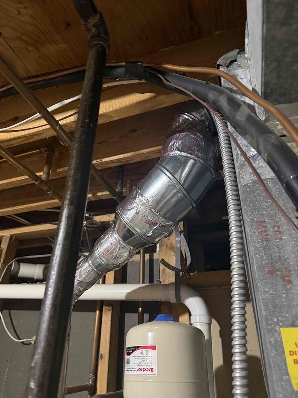 Completed quoted HVAC repair work in attic mechanical space. Installed new flexible ductwork with proper insulation wrapping and secured all connections with metal strapping per code requirements. System tested and verified operational upon completion.